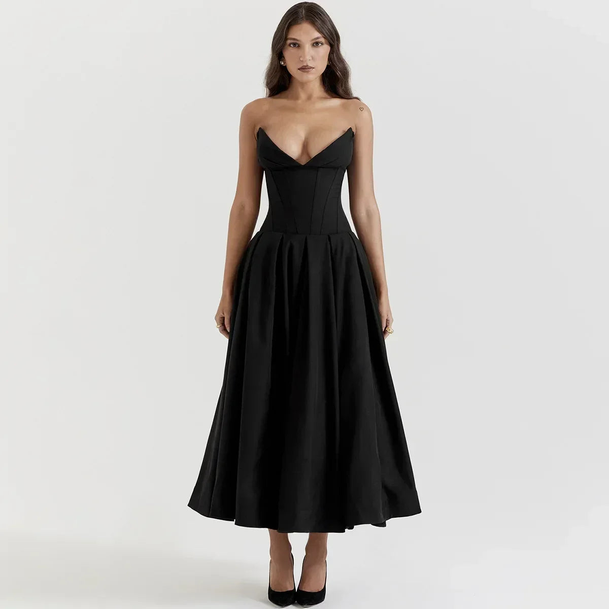 Elegant Yellow Strapless Bodycon Dress for Formal Occasions - Image 22
