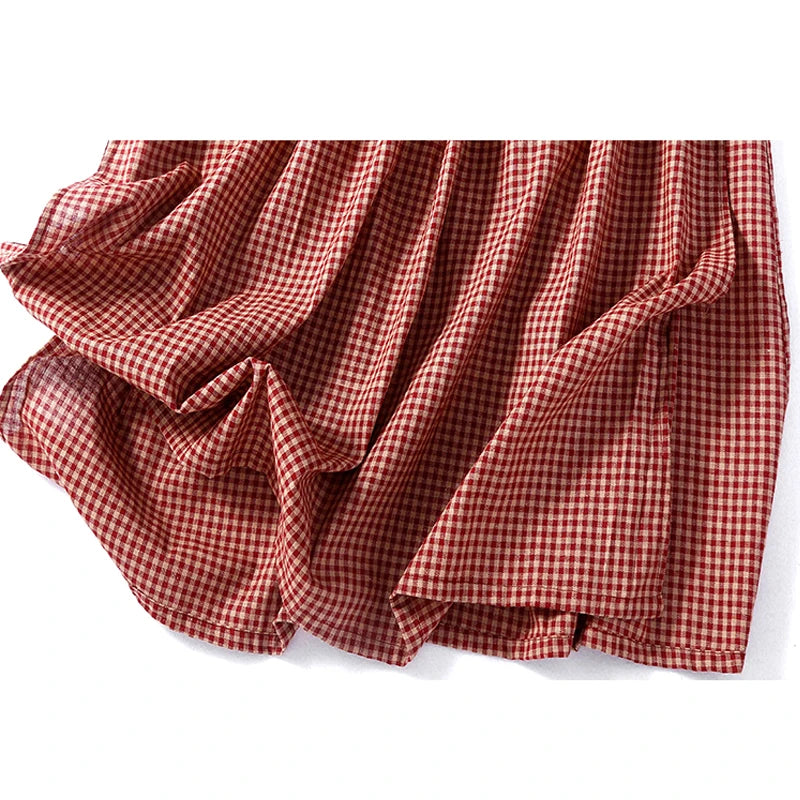 Summer Cotton Sleeveless Plaid Tank Dress for Women - Image 8