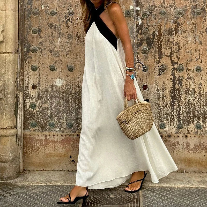 Chic Halter Hollow Out Summer Beach Dress for Women - Image 5