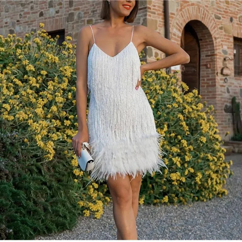 Elegant Mini Dress with Tassels and Sequins for Parties - Image 33