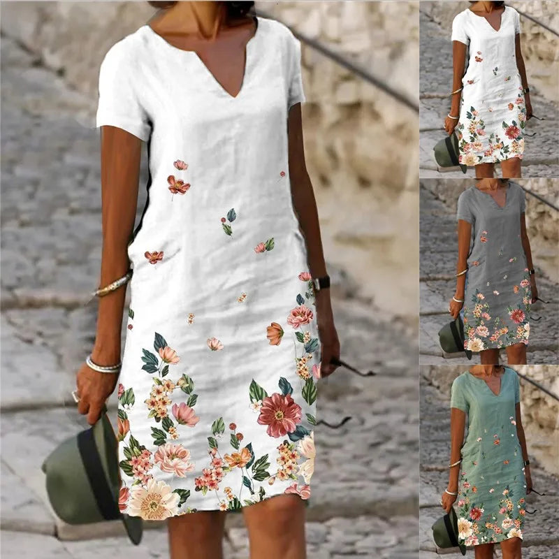 Trendsetting Elegant V-Neck Oversized Summer Dress for Women - Image 8