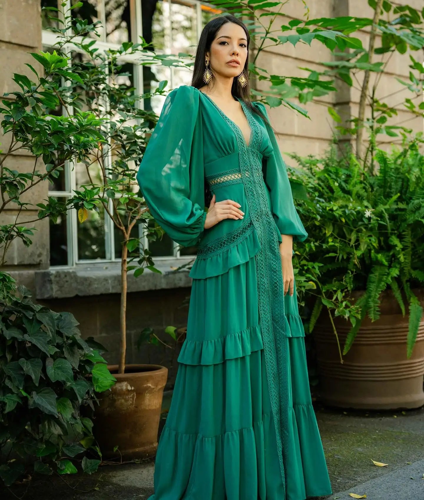 Women's Long Sleeve V-Neck Maxi Dress for Parties - Image 22