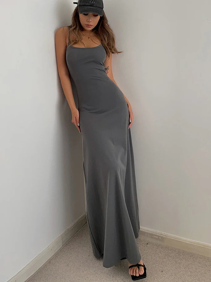 Chic Sleeveless Strap Dress - Summer Black & Grey - Image 18