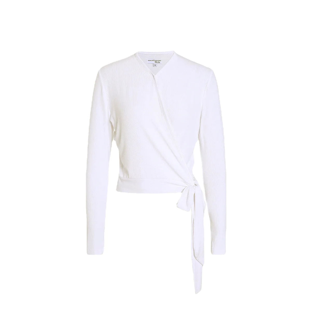 Casual Women's Ribbed Cotton Wrap Tee in 4 Colors - Image 4