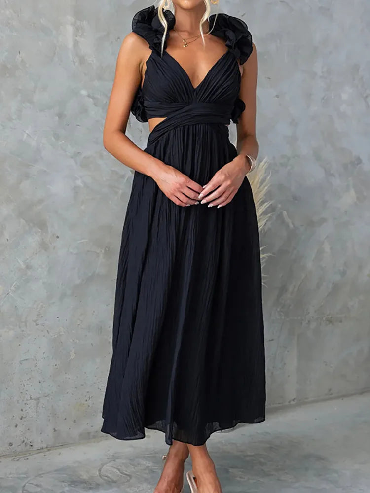 Elegant V-Neck Sleeveless Maxi Dress for Summer Parties - Image 22