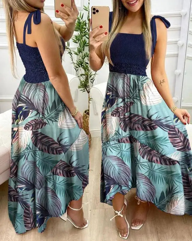 Elegant Floral Maxi Dress with Spaghetti Straps for Women - Image 18