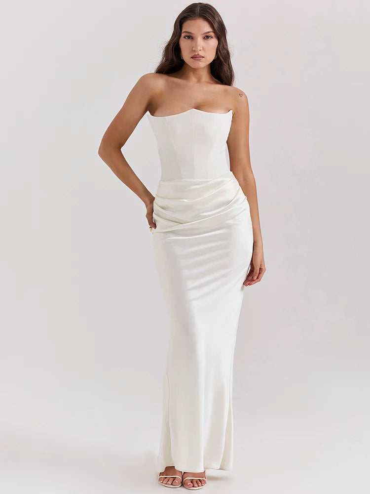 Elegant Black Strapless Bodycon Maxi Dress for Women - Image 4