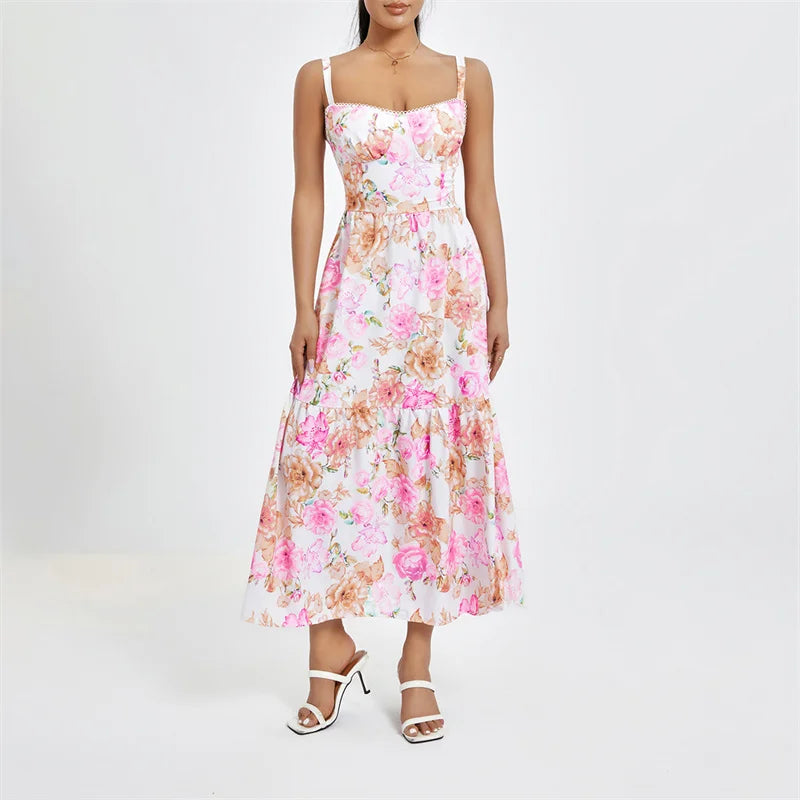 Stylish Solid Color Sleeveless Corset Summer Dress - Image 49