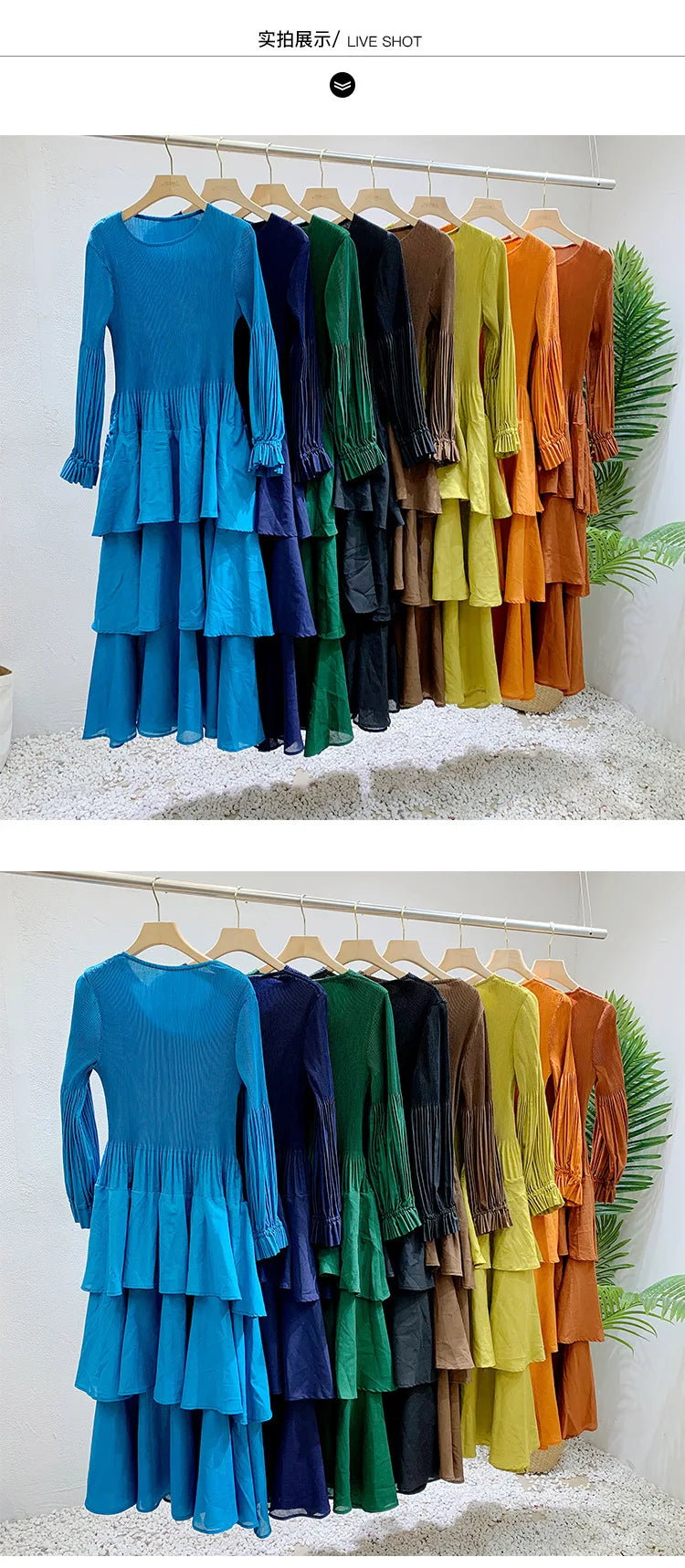 Elegant Lantern Sleeve Dress with Lotus Edge Skirt - Image 20