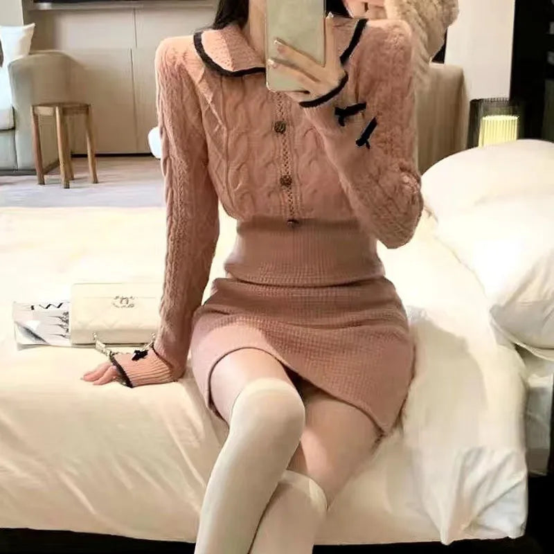 Elegant Red Hooded Knit Dress for Women - Image 14