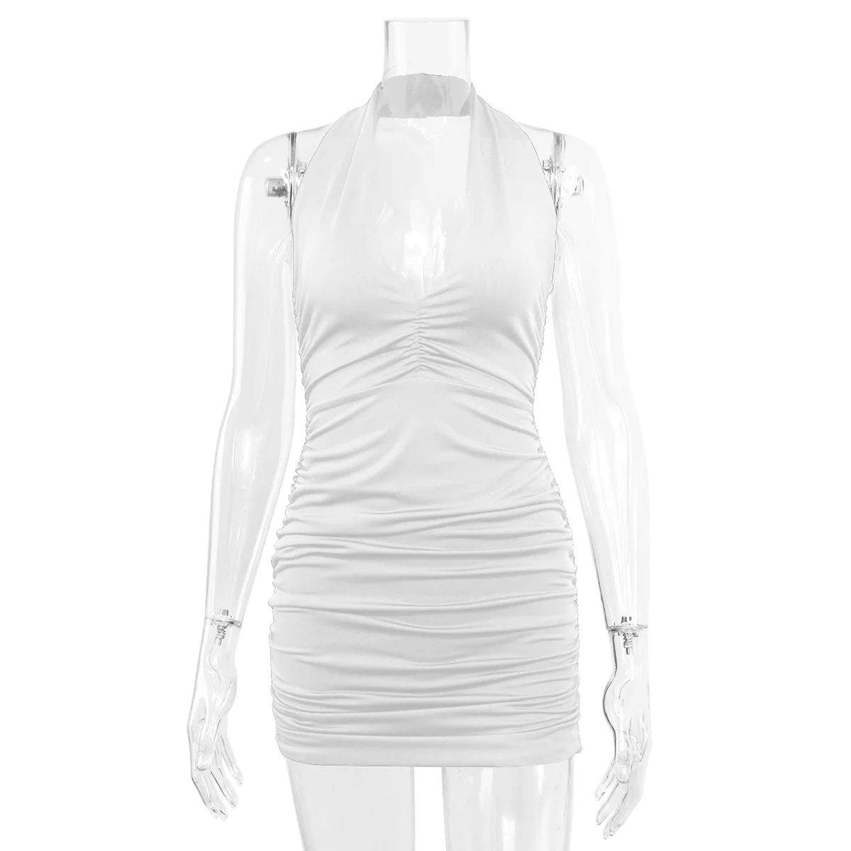 Sexy Ruffle V Neck Halter Mini Dress for Parties - Image 16
