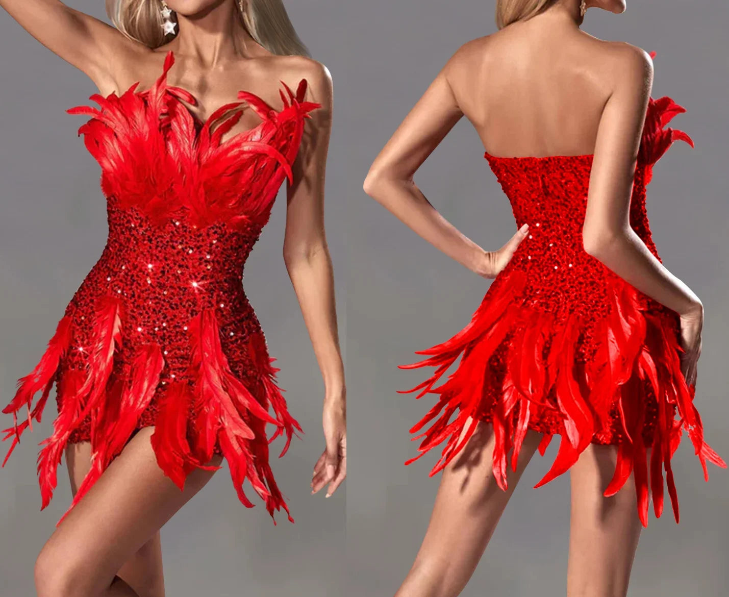 Shiny Off-Shoulder Sequined Mini Dress for Parties - Image 5