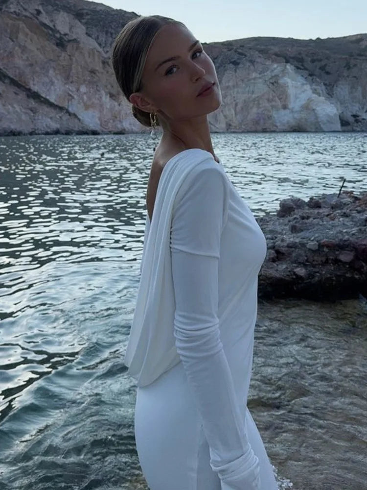 Elegant Backless Long Sleeve Bodycon Dress for Parties - Image 4