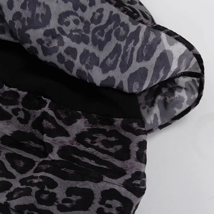 Chiffon Leopard Print Long-Sleeved Fluffy Dress for Women - Image 20