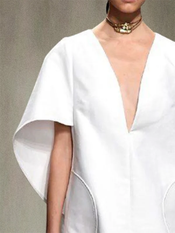 Stylish Summer Mini Dress with Deep V-Neck & Half Sleeves - Image 15