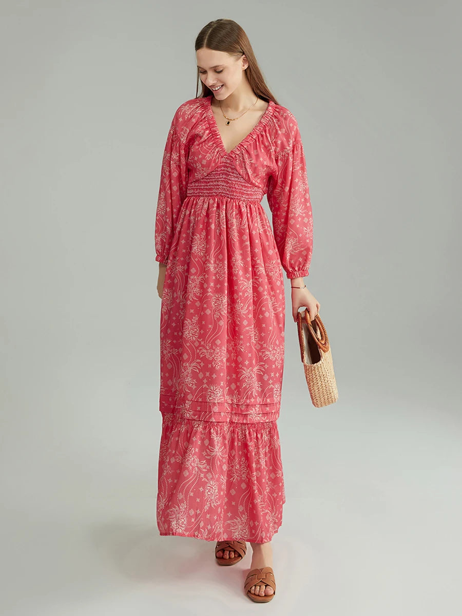 Bohemian Floral Print Flowy Beach Dress for Women - Image 29