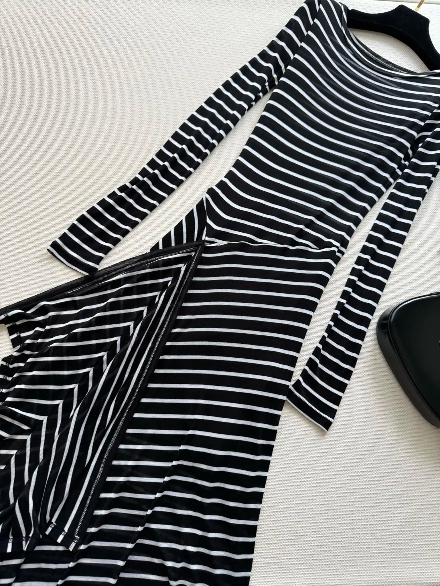 Premium Striped Long-Sleeved Women's Irregular Dress for Fall - Image 10