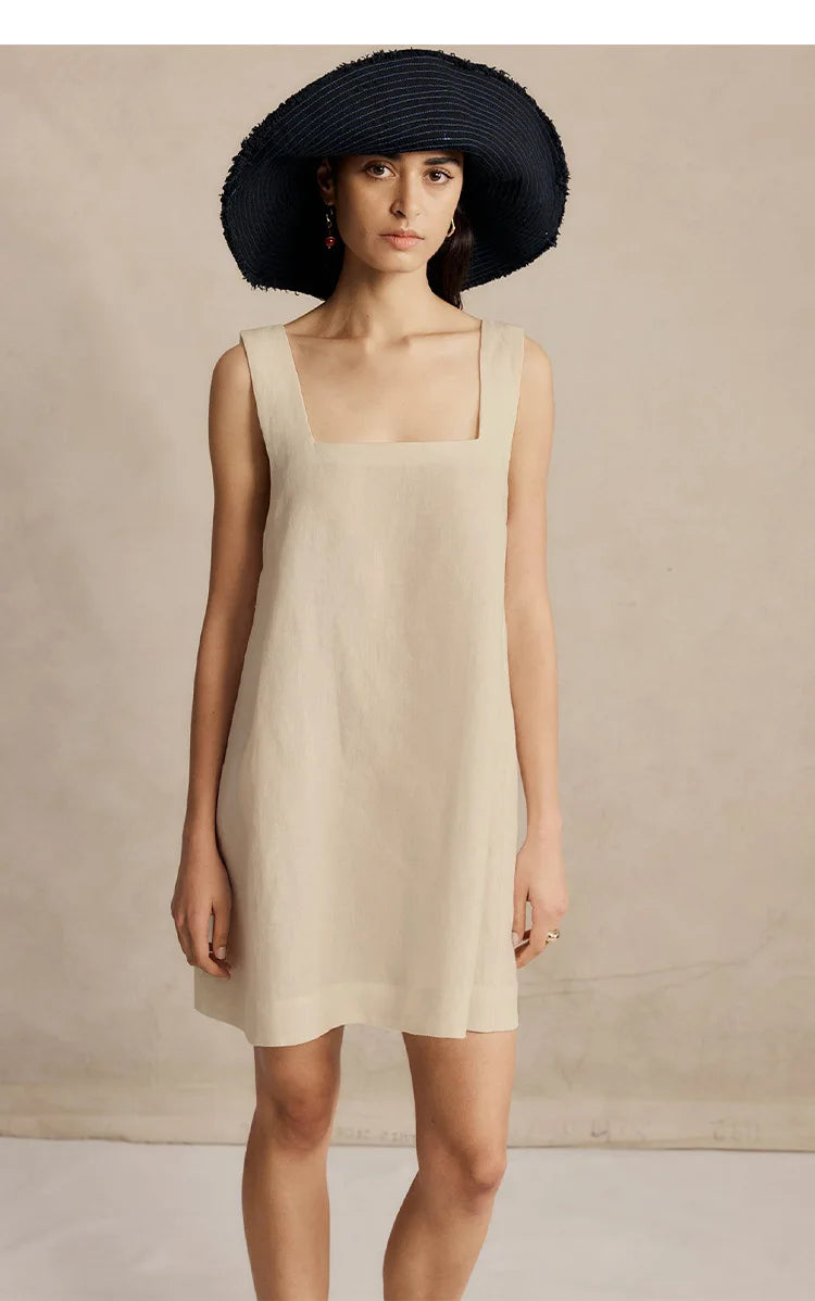 Vintage Cotton Linen Sleeveless Mini Dress for Summer Parties - Image 12