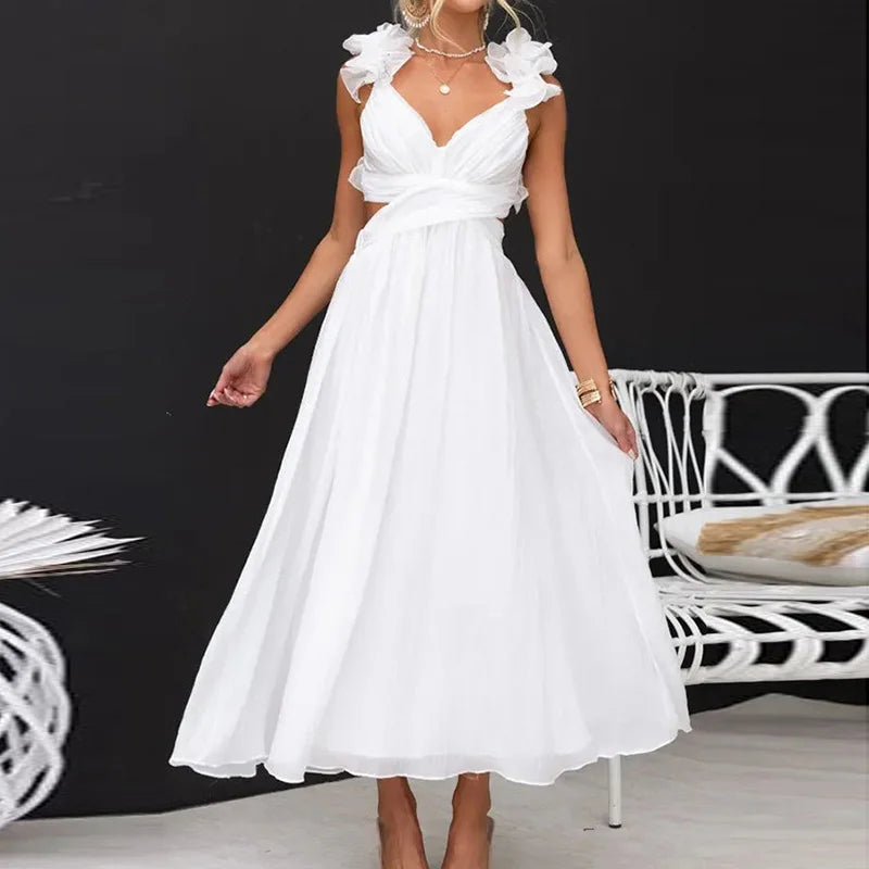 Elegant V-Neck Sleeveless Maxi Dress for Summer Parties - Image 7