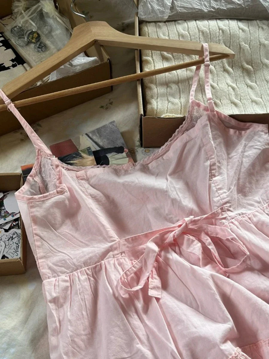 Floral Embroidery Pink Sleeveless Dress with Ruffles - Image 5