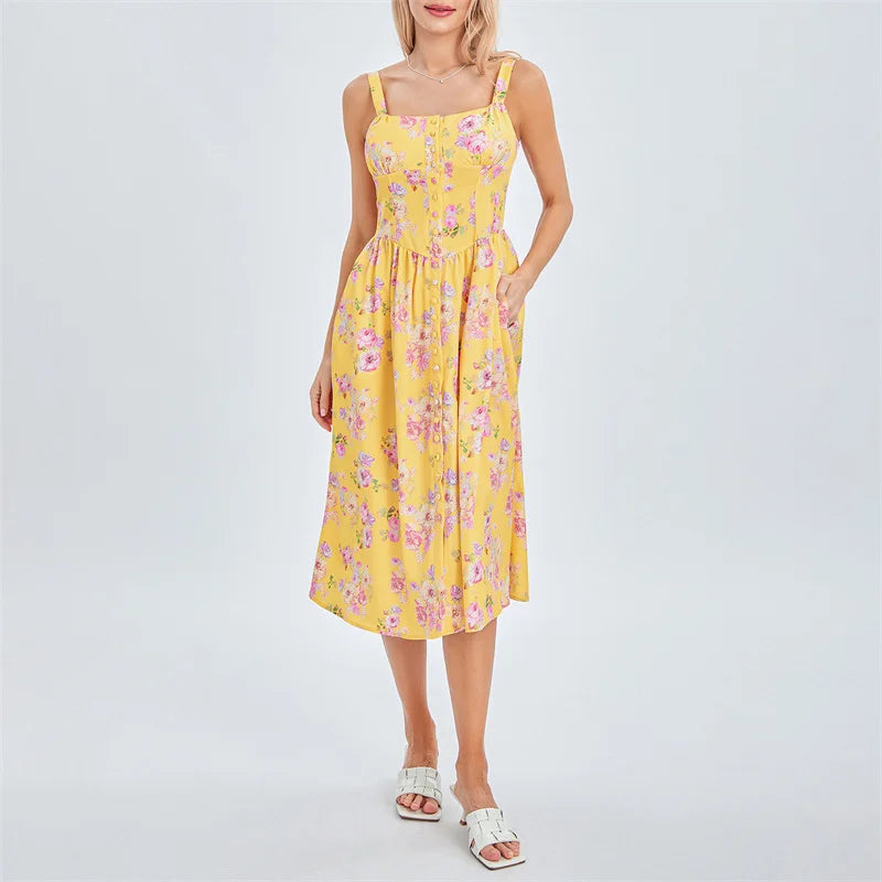 Stylish Solid Color Sleeveless Corset Summer Dress - Image 23