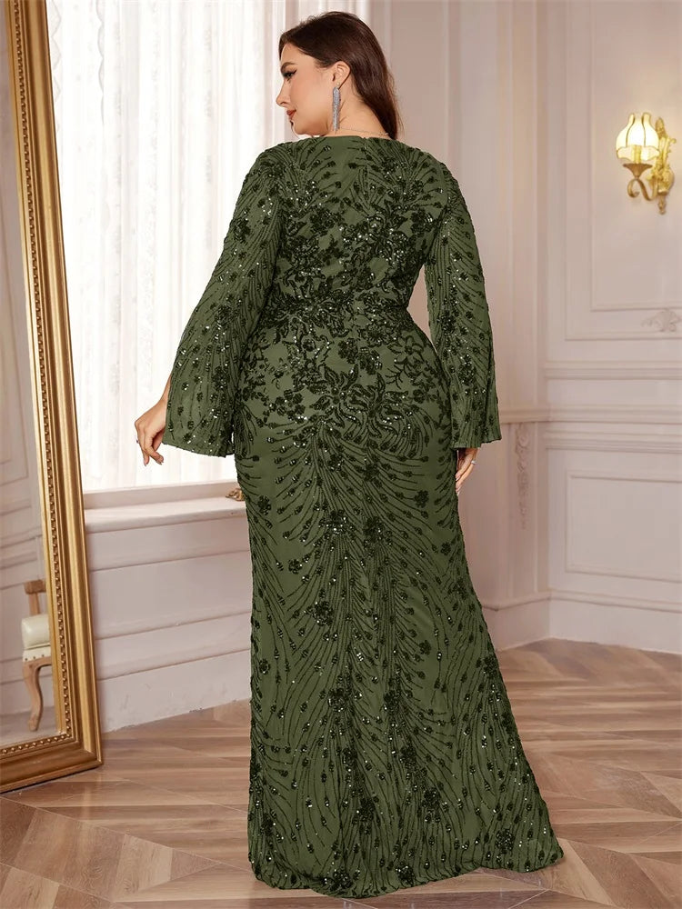 Plus Size Luxury Blue Mermaid Evening Dress for Women - Image 7