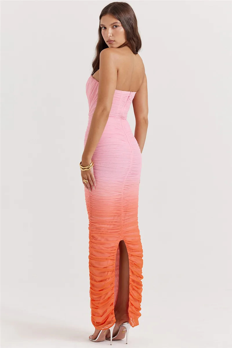 Elegant Strapless Off-Shoulder Maxi Dress with Back Split - Image 21