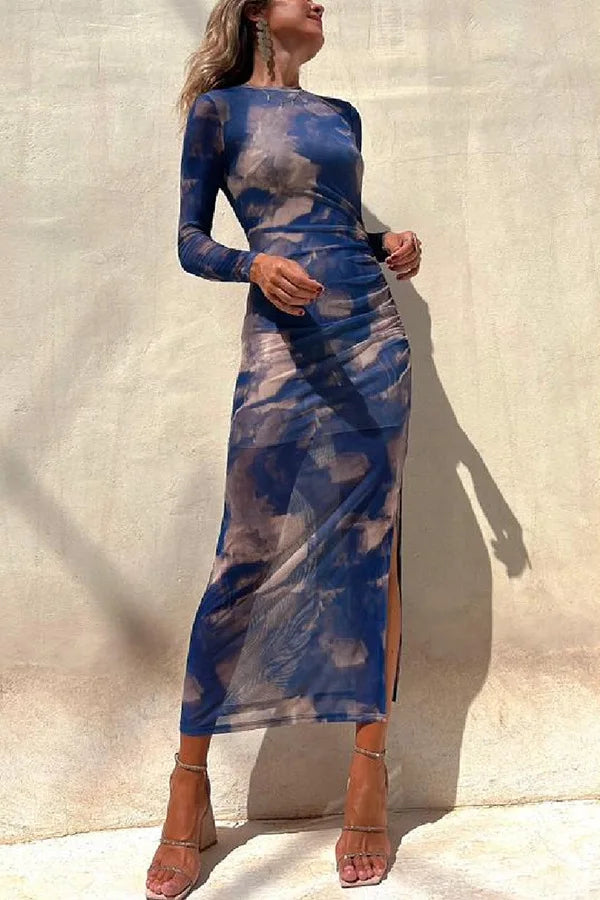 Chic Long Sleeve Mesh Dress for Women - Spring & Autumn - Image 12