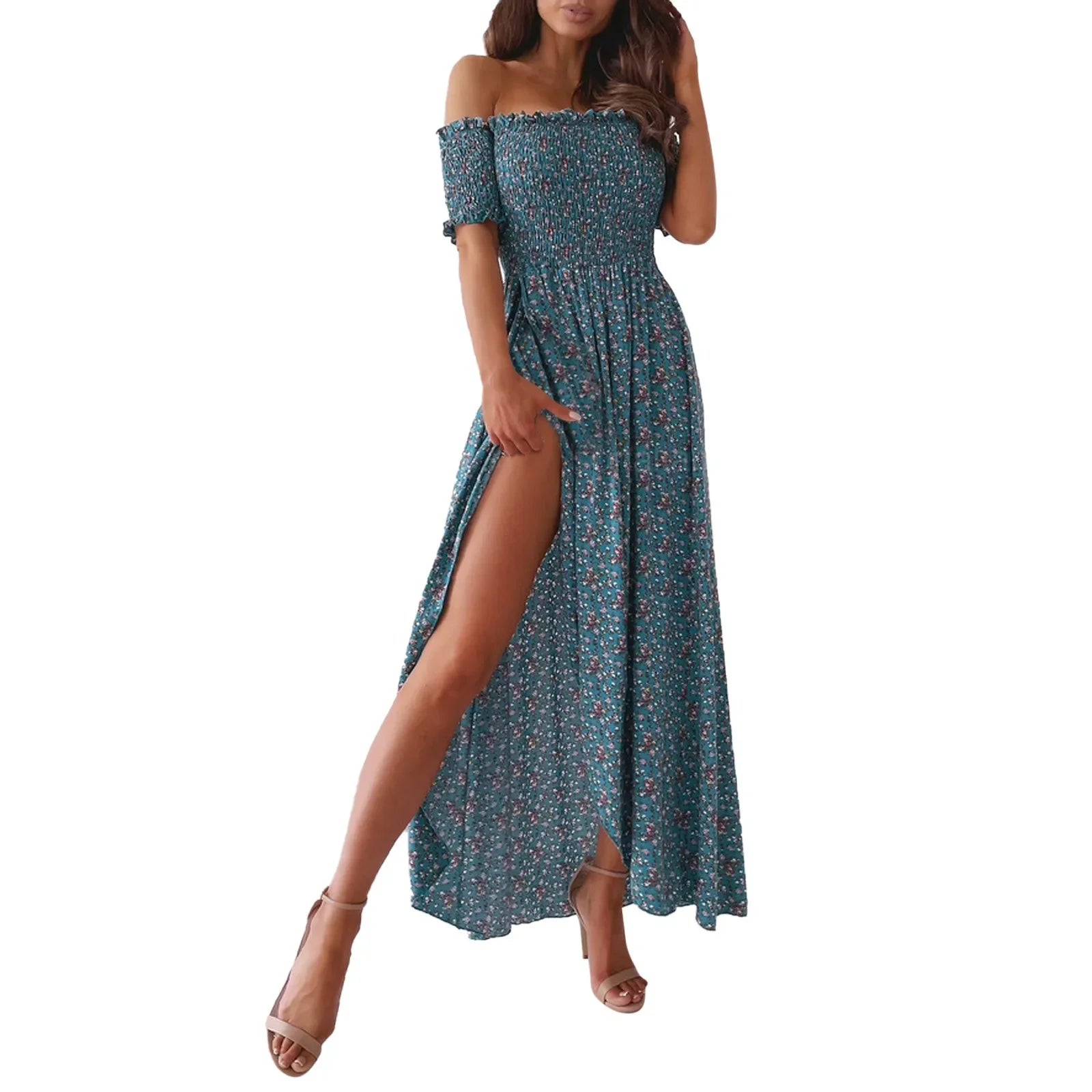 Elegant Black Floral Print Backless Summer Dress - Image 11
