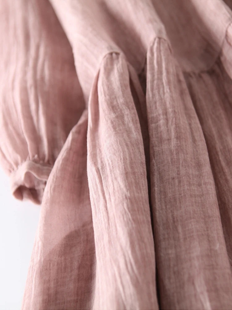 Elegant Vintage Maxi Dress with O-Neck and Short Sleeves - Image 4