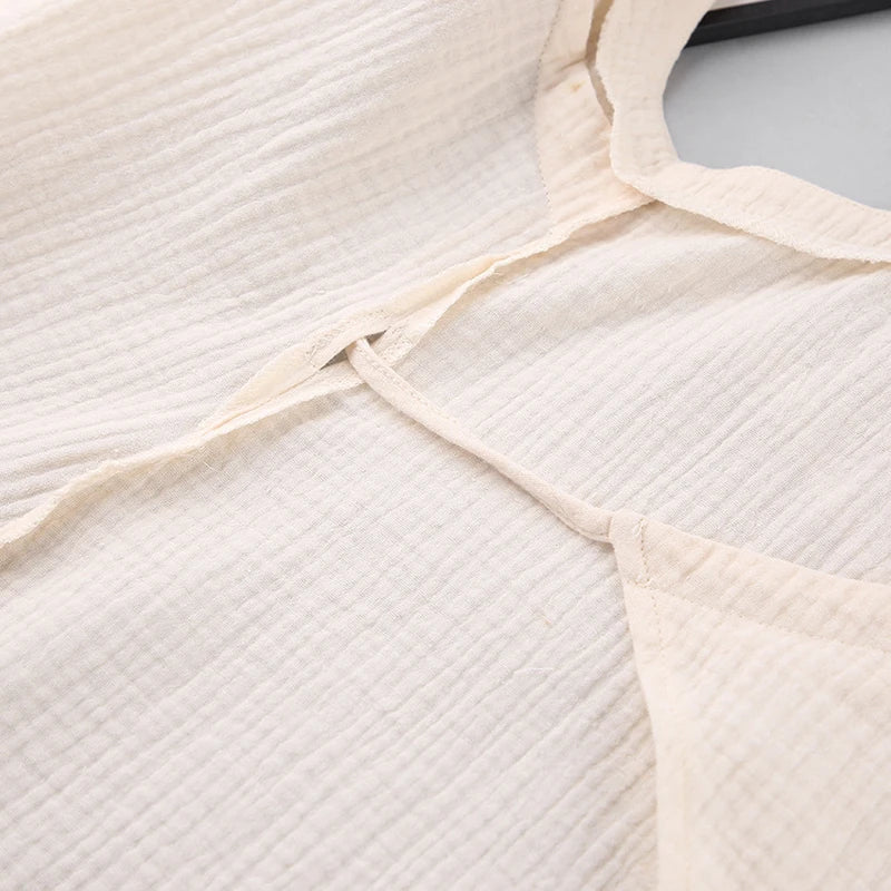 100% Cotton Summer V-Neck Gauze Dress for Women - Image 21