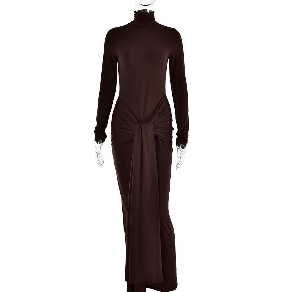 Elegant High Neck Bodycon Maxi Dress for Women - Image 20