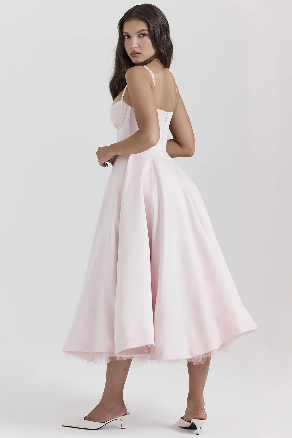 Elegant Summer Midi Swing Dress with Mesh Design - Image 36