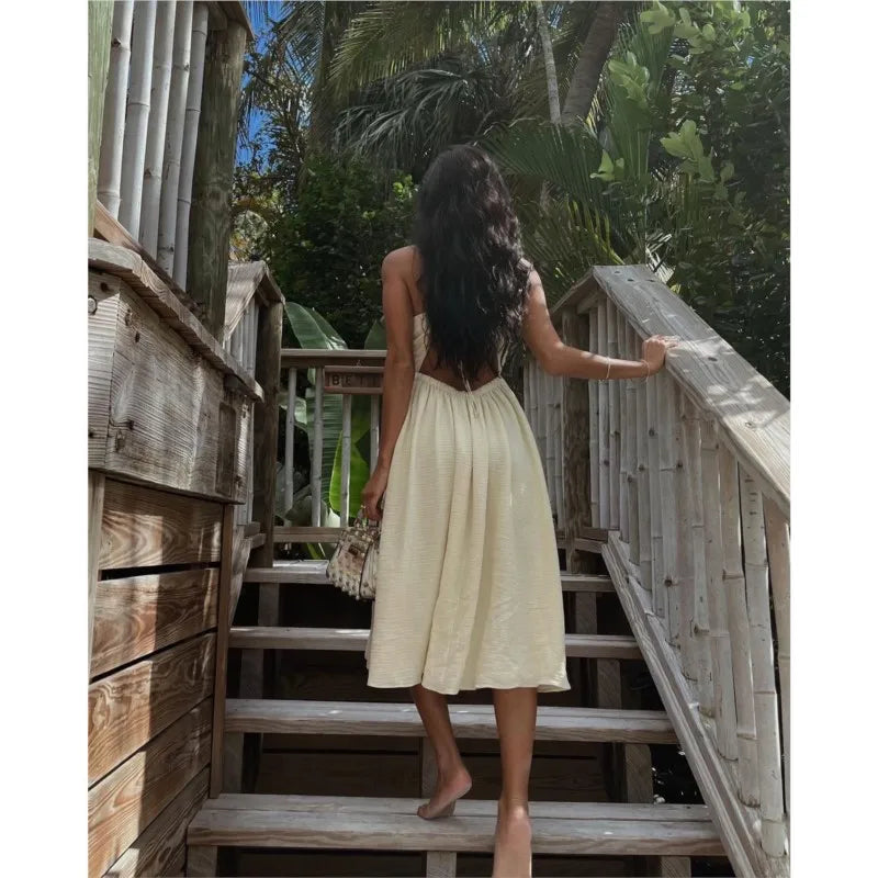 Elegant Summer V-Neck Wrap Dress with Split Skirt for Women - Image 6