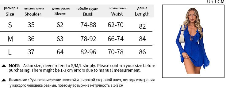 Summer V-Neck Mesh Bandage Mini Dress with Ruffles - Image 7