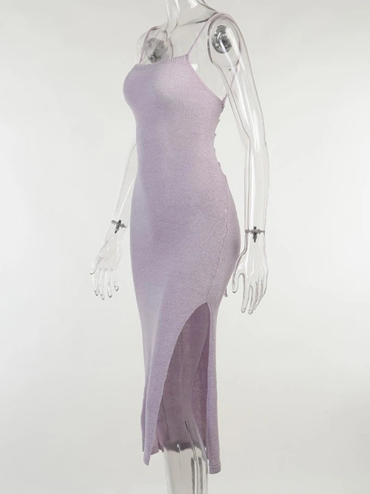 Women’s Sexy Backless Summer Knitted Sling Dress - Image 28