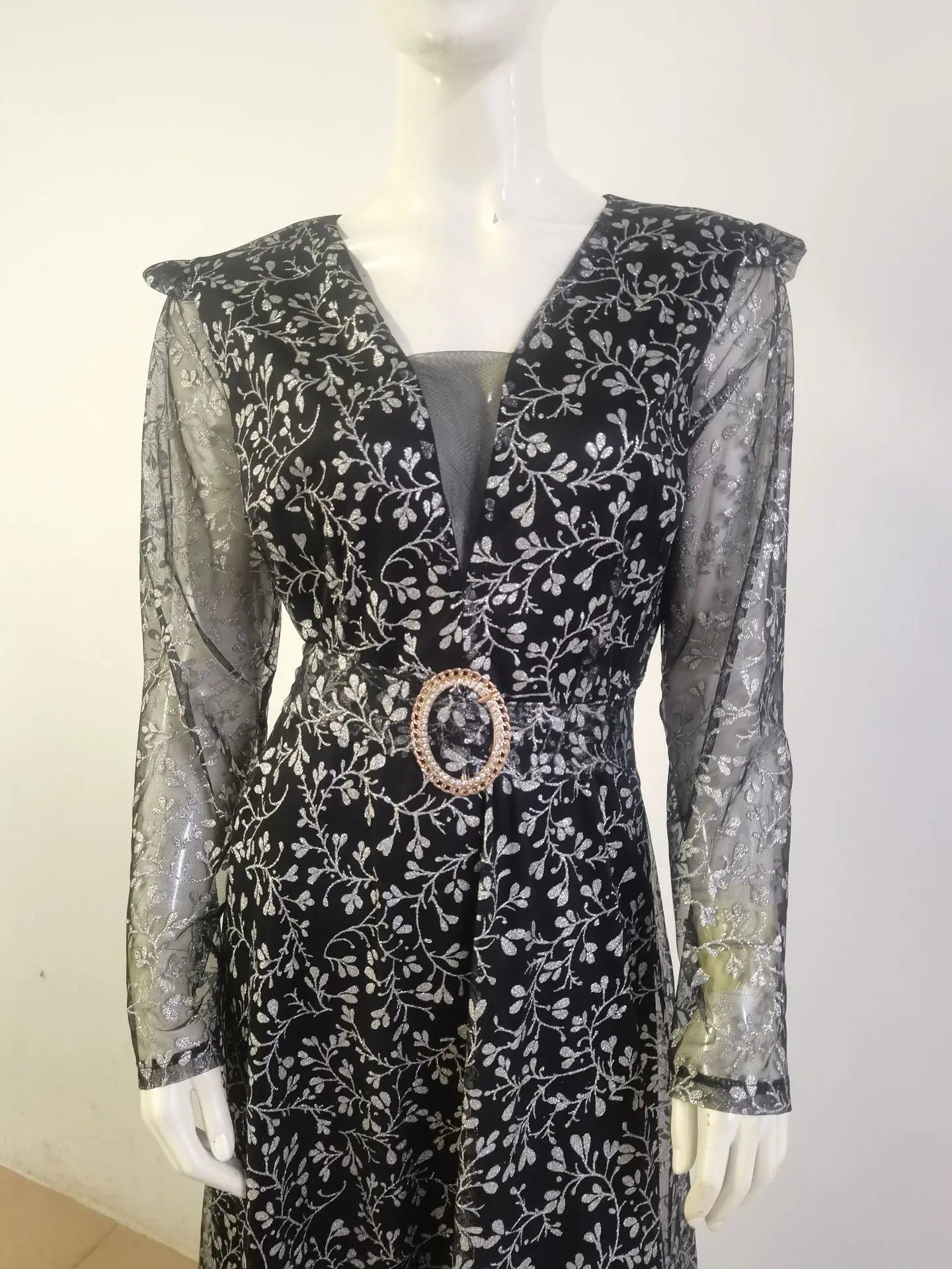 Elegant A-Line V Neck Long Dress for Women - Image 7