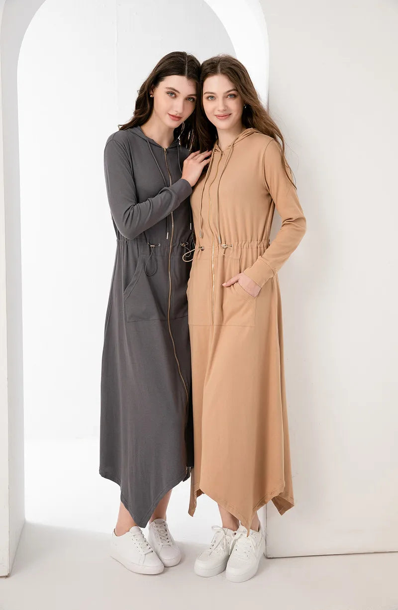Spring/Summer Women’s Loose Fit Modal Zip Dress - Image 8