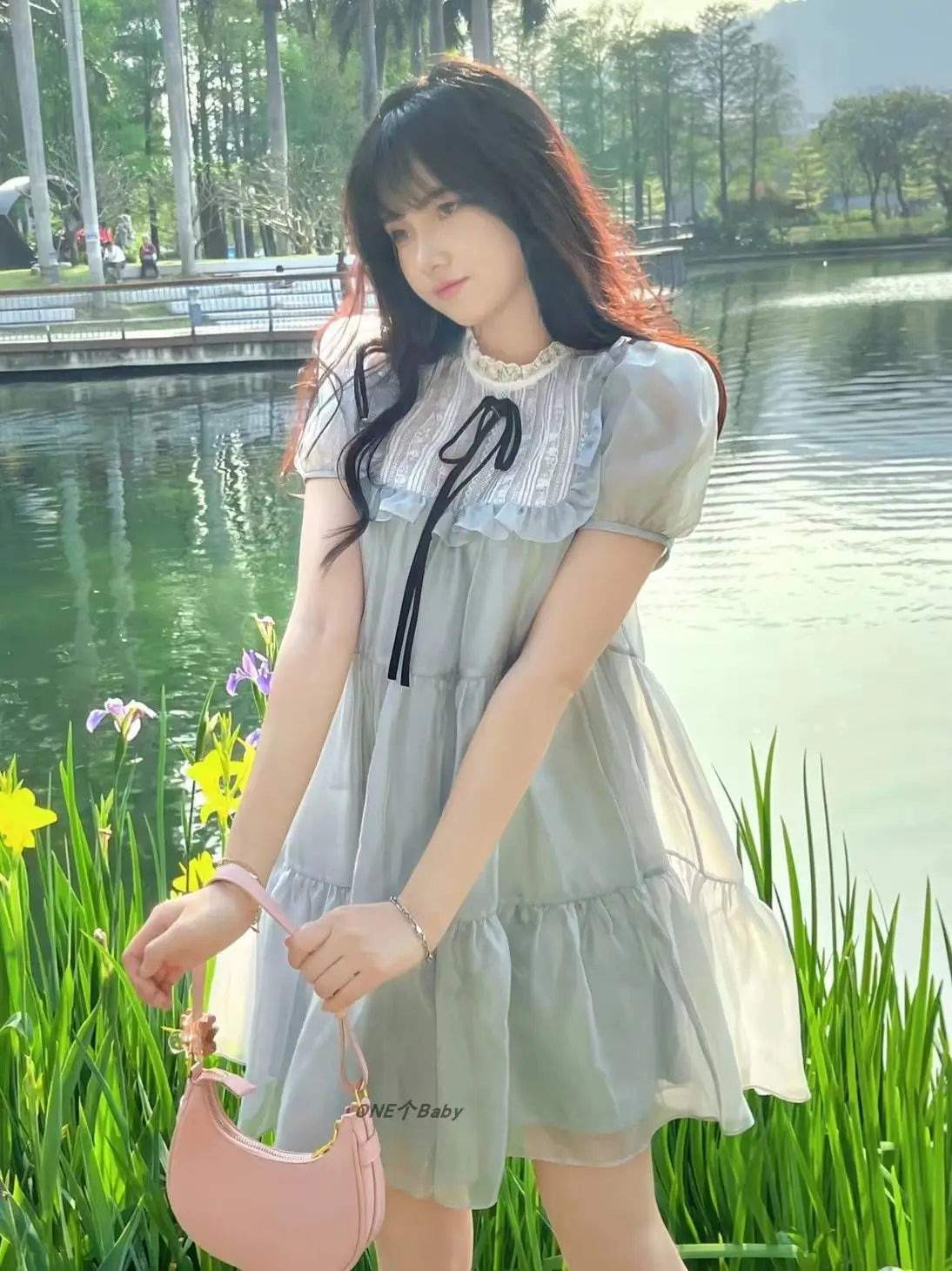 Elegant Spring Summer Chiffon Bow Tie A-line Dress - Image 14