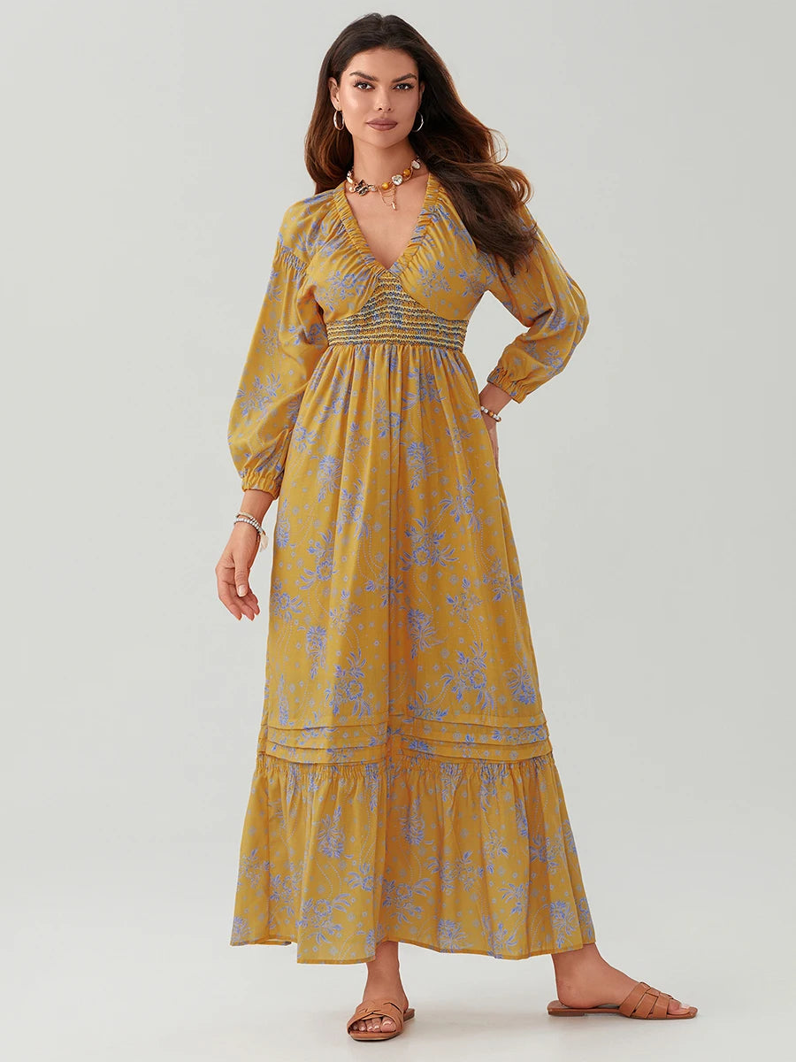 Bohemian Floral Print Flowy Beach Dress for Women - Image 4