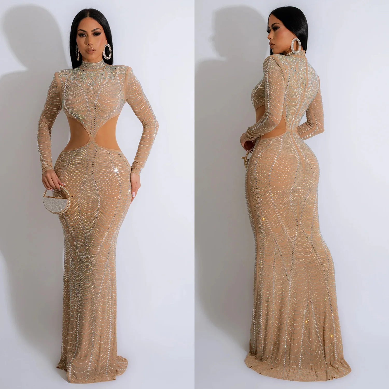 Elegant Long Sleeve Black Mesh Dress for Women - Image 13