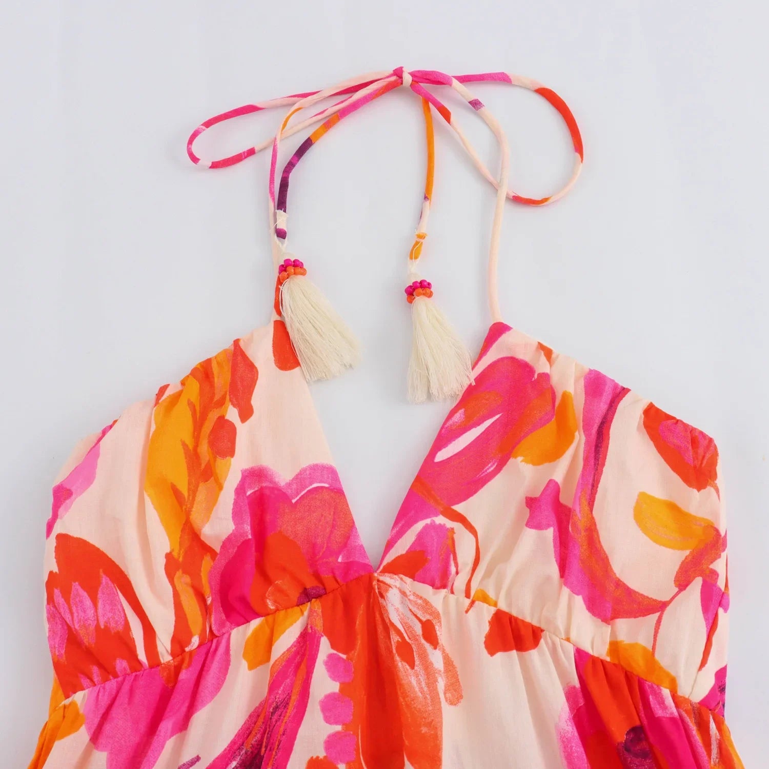 Vintage Beach Tie-Up Waist Backless Summer Maxi Dress - Image 10