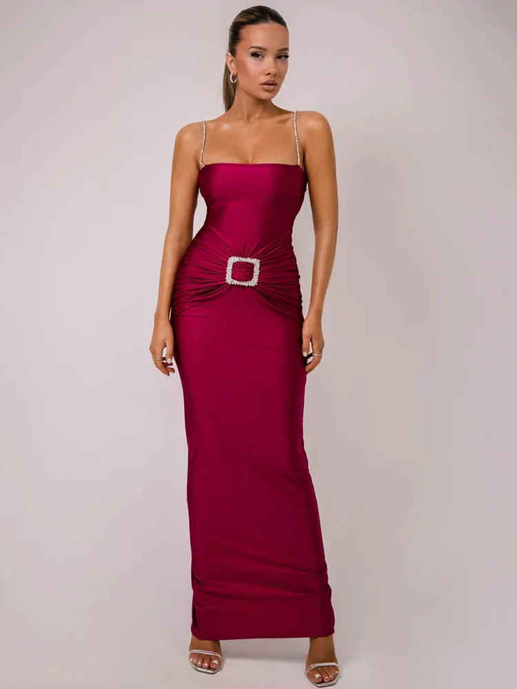 Elegant Backless Glitter Maxi Dress for Women
