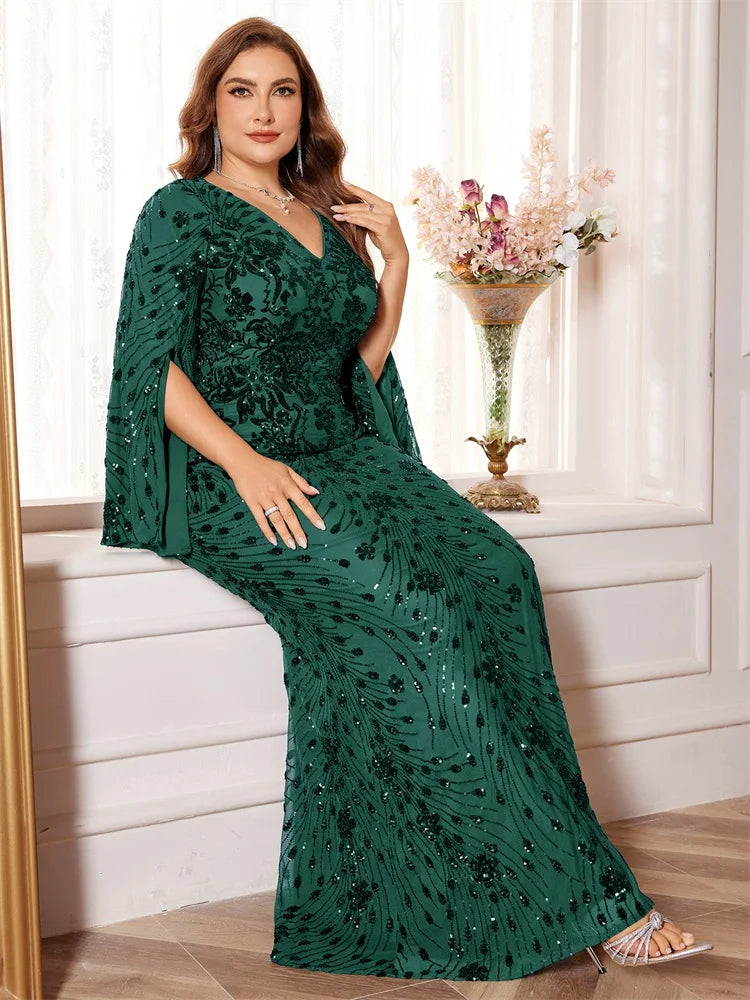 Plus Size Luxury Blue Mermaid Evening Dress for Women - Image 12