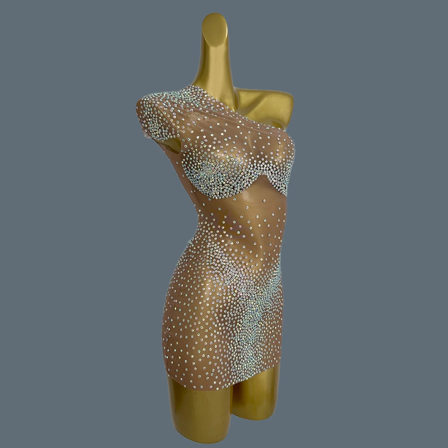 Sparkling One-Shoulder Mini Dress for Birthday Parties - Image 3