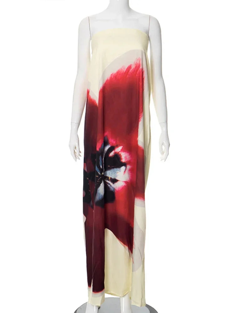 Floral Strapless Loose Maxi Dress for Women - Image 6