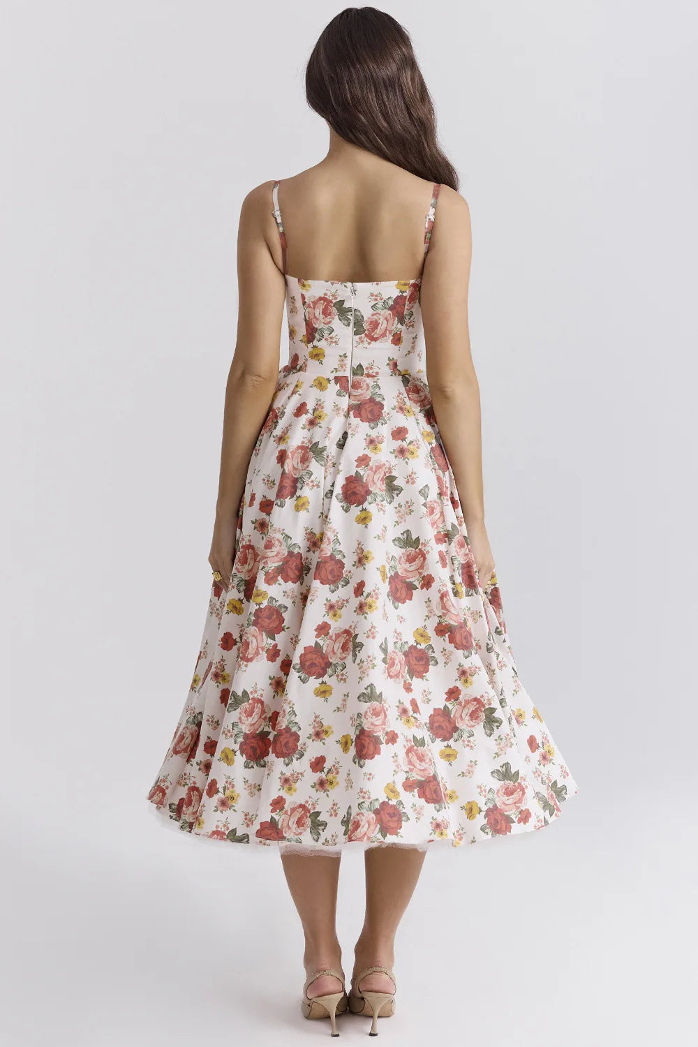 Elegant Floral Spaghetti Strap Backless Party Dress - Image 24