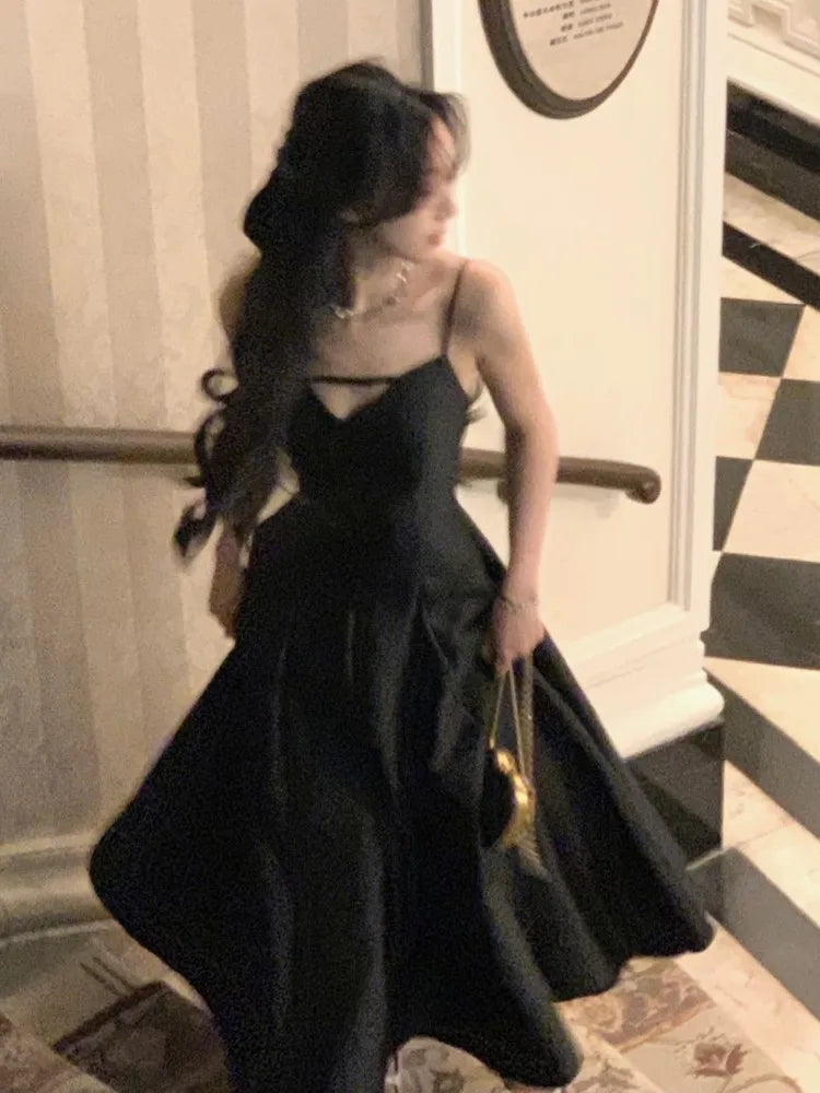 Elegant Black Princess Evening Dress for Summer Events