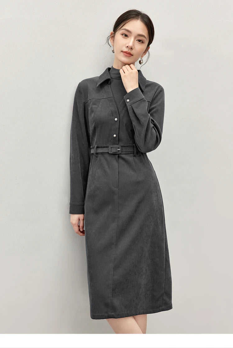 Chic Patchwork Knitted Women's Winter Dress with High Collar - Image 22