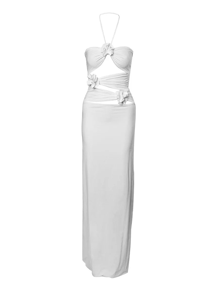 Elegant Off-Shoulder Hollow Out Floral Bodycon Dress - Image 11